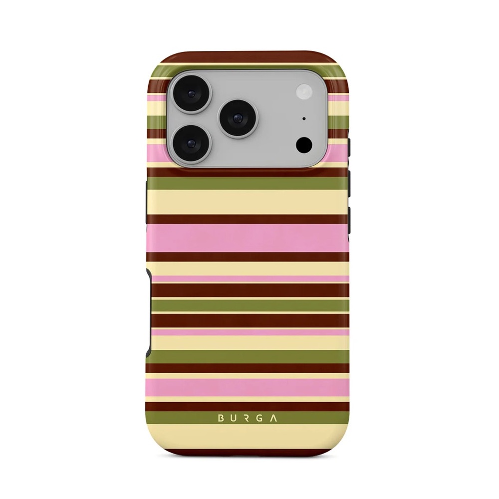 Striped Phone Case - Pink, Brown, Cream